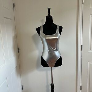 NWT Metallic Silver bodysuit-S